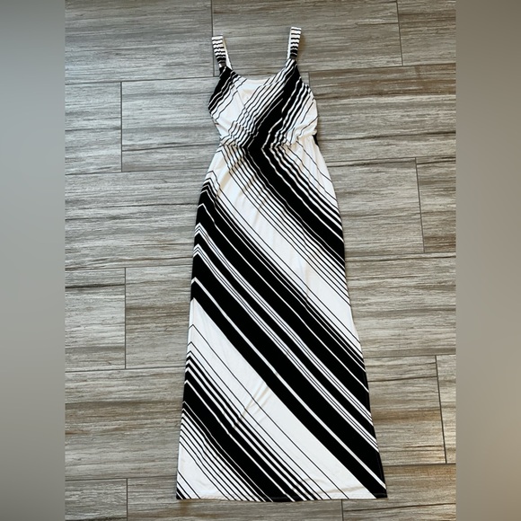 White House Black Market Sleeveless Bias Stripe Maxi Dress - Picture 4 of 5